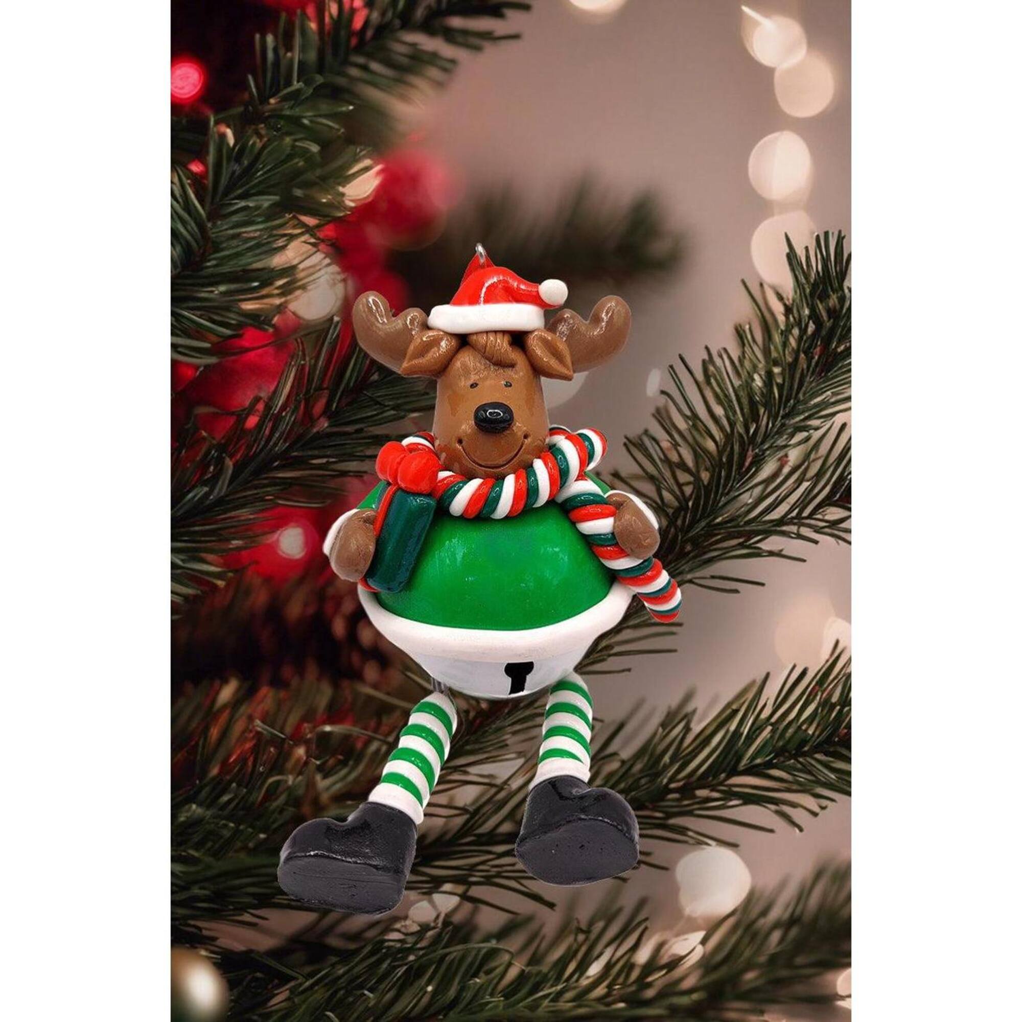 Wizardi 2.17" x 5.31" Glossy Gingerbread Reindeer Christmas Ornament, 1pc.